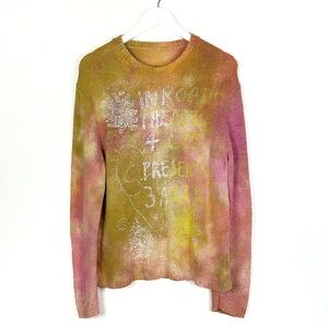 RARE The People of the Labyrinths tie dye graphic knit sweater Size S small